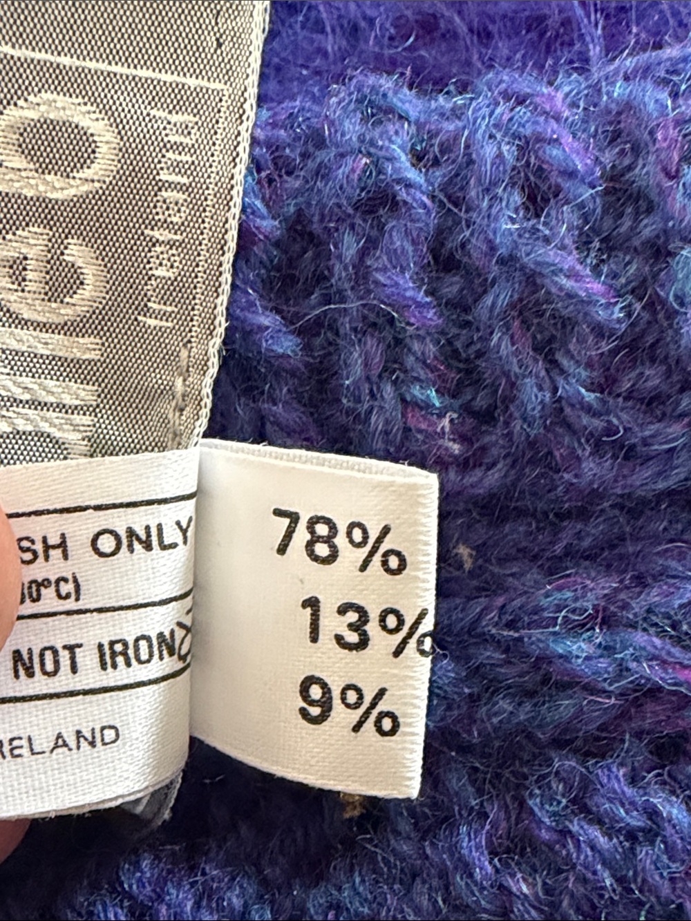 VTG Rosemarie B Hand Knit Irish Landscape Mohair Wool Cardigan Size XL - Picture 9 of 13